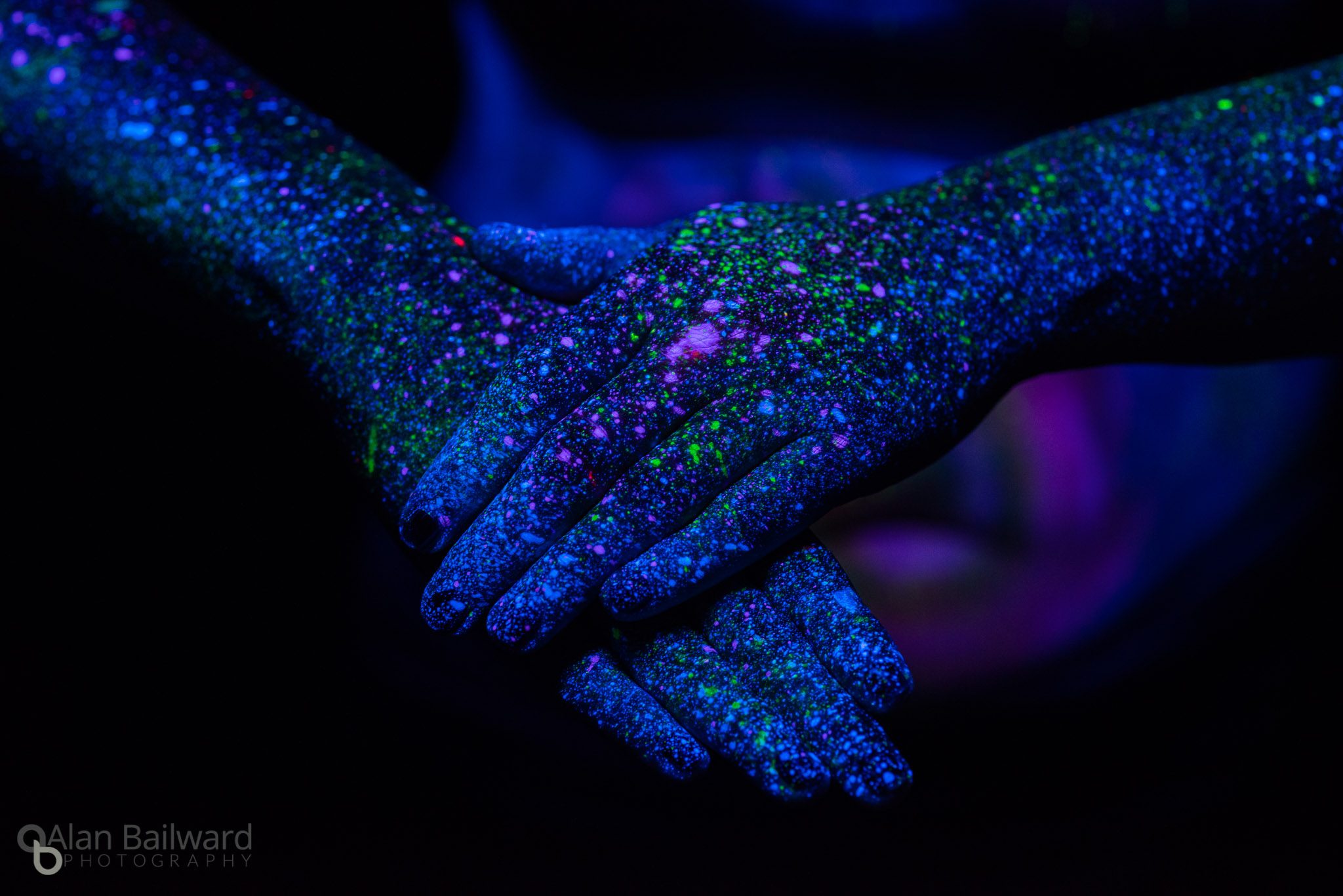 Black Light and UV Paint Body Painting Photoshoot • Bailward
