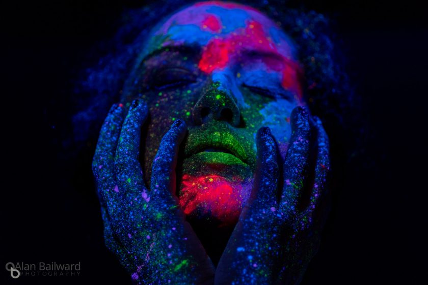 Black Light and UV Paint Body Painting Photoshoot